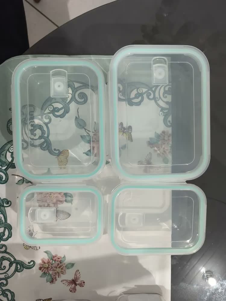 foto de Kit 4 Potes Herméticos de Vidro Dapon Transparentes para Marmita Geladeira e Micro-ondas