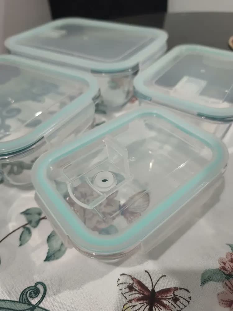 foto de Kit 4 Potes Herméticos de Vidro Dapon Transparentes para Marmita Geladeira e Micro-ondas