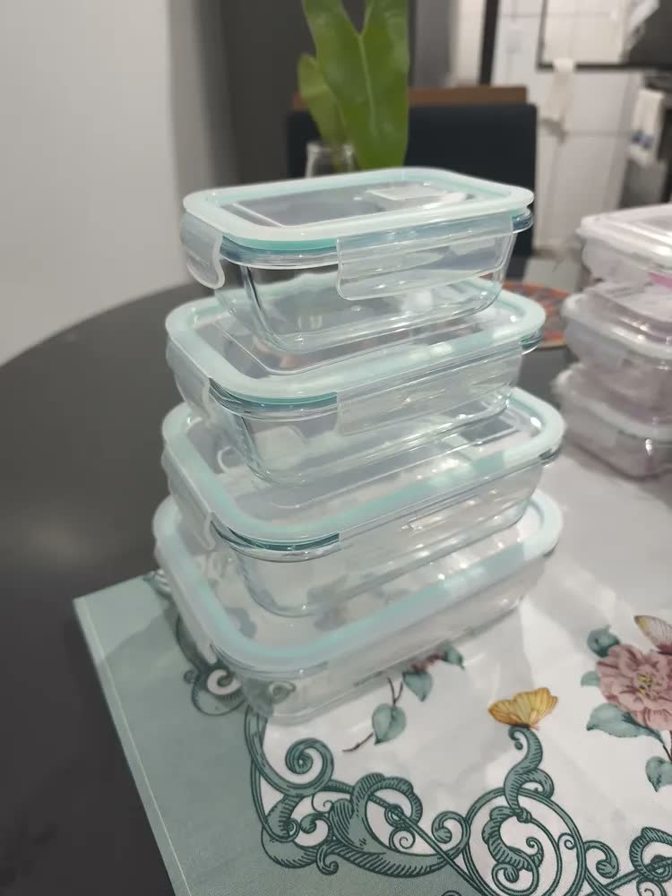 foto de Kit 4 Potes Herméticos de Vidro Dapon Transparentes para Marmita Geladeira e Micro-ondas