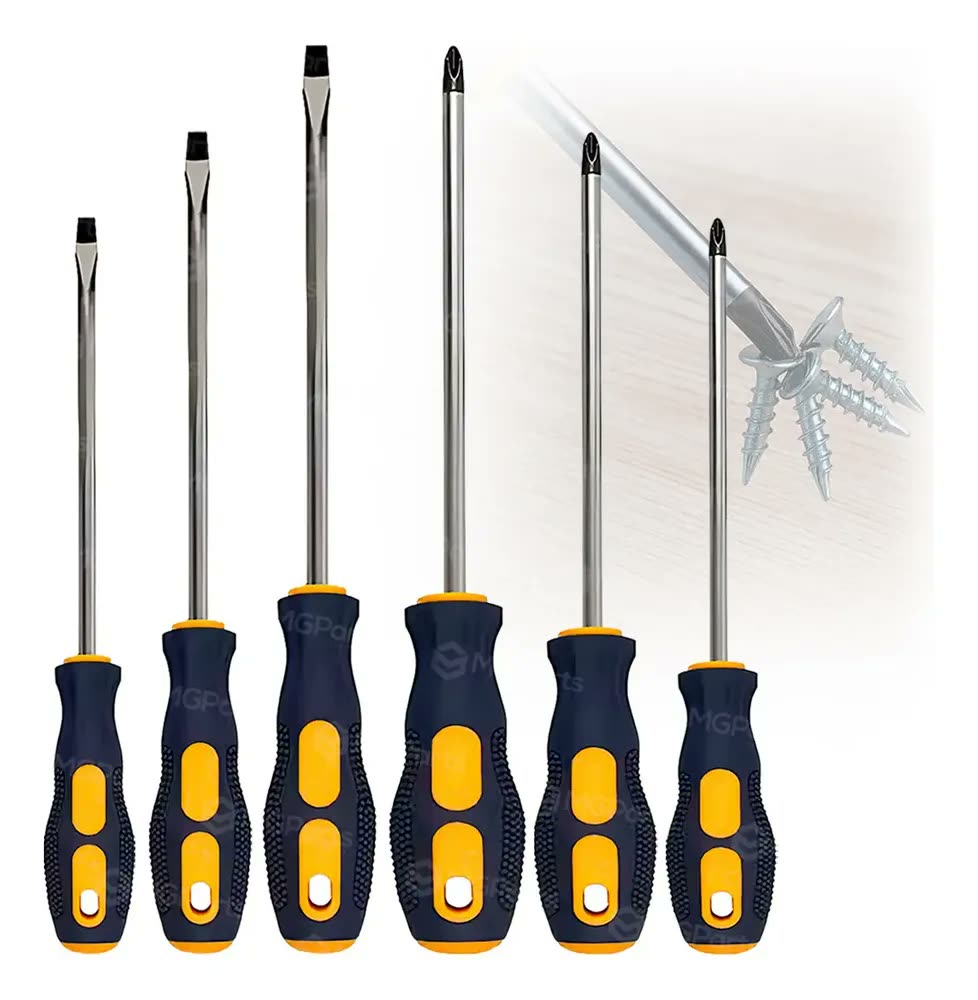 Kit 6 Chaves Fenda Philips Imantadas Magnéticas Emborrachado