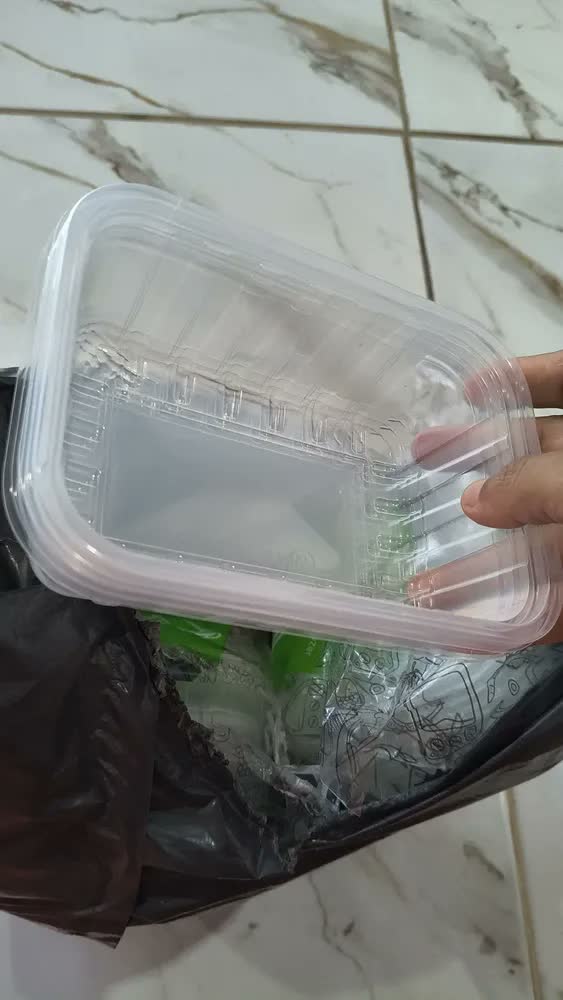 foto de 24 Marmitas 500ml Comida Fitness Pote Descartável Retangular Plástico Freezer Microondas Com Tampas - Montza