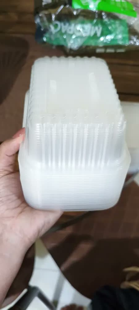 foto de 24 Marmitas 500ml Comida Fitness Pote Descartável Retangular Plástico Freezer Microondas Com Tampas - Mtones