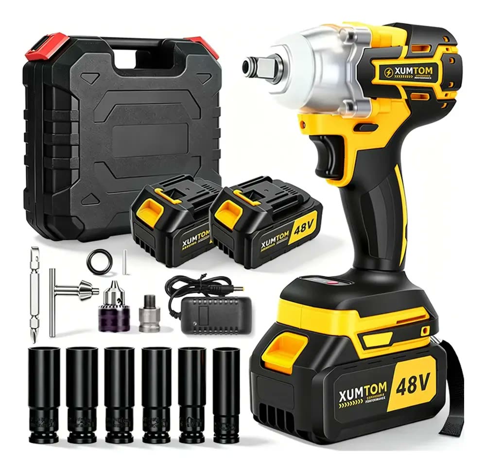 foto de Chave De Impacto Bateria 48v Xumtom Parafusadeira Furadeira Amarelo