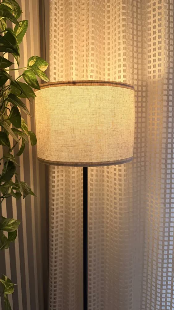 foto de Luminária De Chão, Moderna Com Cúpula De Tecido E27, Abajur De Piso Decorativa Com Luz Suave E Ajuste De Cor, Design Minimalista Para Sala De Estar, Quarto E Escritório, Tieesa Preto