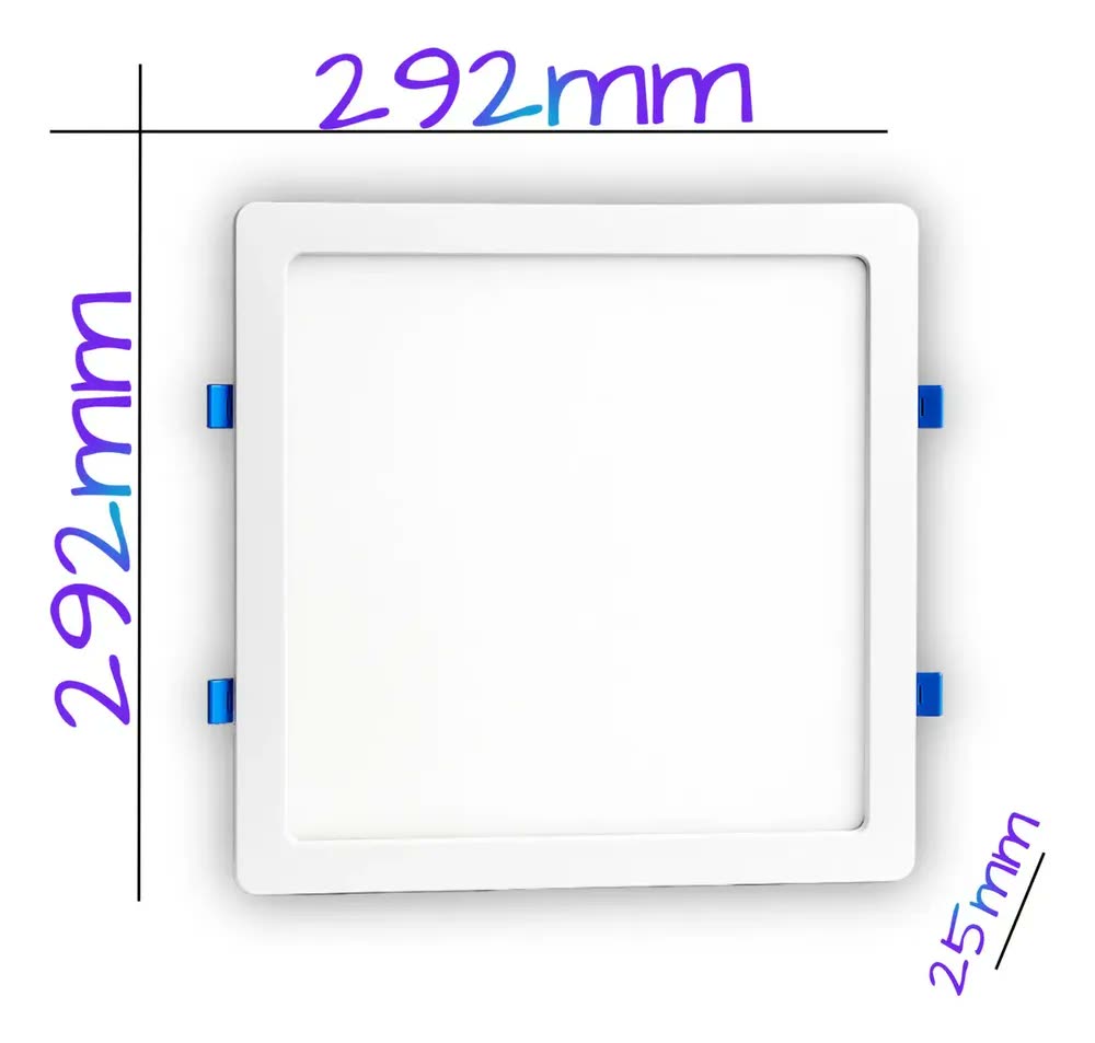 Painel Plafon Led Embutir 24w 29 X 29cm Quadrado Bivolt 4100k Branco Neutro Branco Morno 110v 220v Bivolt 1920 Lumens Teto Escritório Sala Quarto 25w Gesso Forro X2w 127/220v