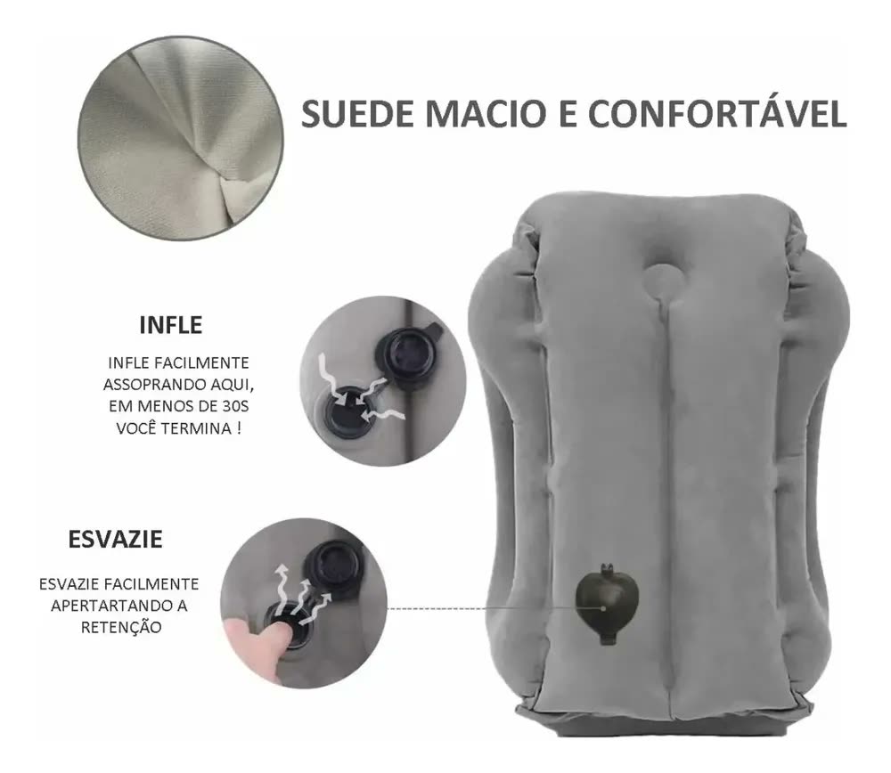 Travesseiro De Pescoço Cervical Inflável Viagem Avião Trem