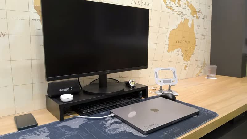 foto de Suporte Elevado Para Monitor Mesa Home Office Organização Cor Hanover