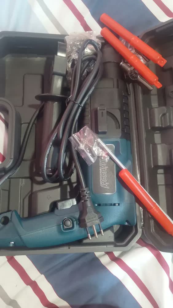 foto de Perfurador Rompedor 5k Impacto 1000w Rotativo Allmind Azul Profissional Obras Modo Parafusadeira Potente Furadeira Com Acessórios Reversível Rotação Mandril Parede