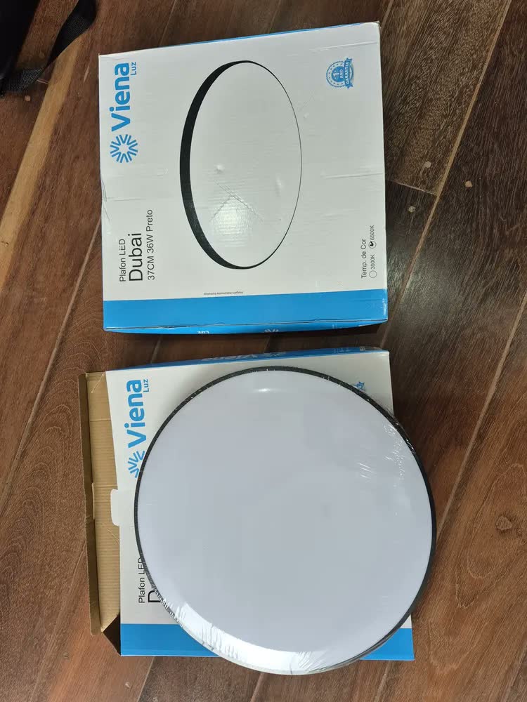 foto de Luminária De Teto 38cm Com Led Integrado Sobrepor 36w 6500k Preto