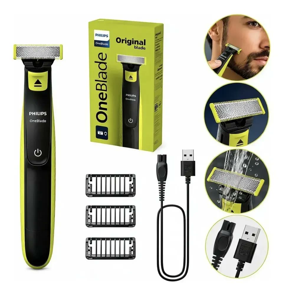 foto de Barbeador Philips Oneblade QP2724/10 cor Verde-limão
