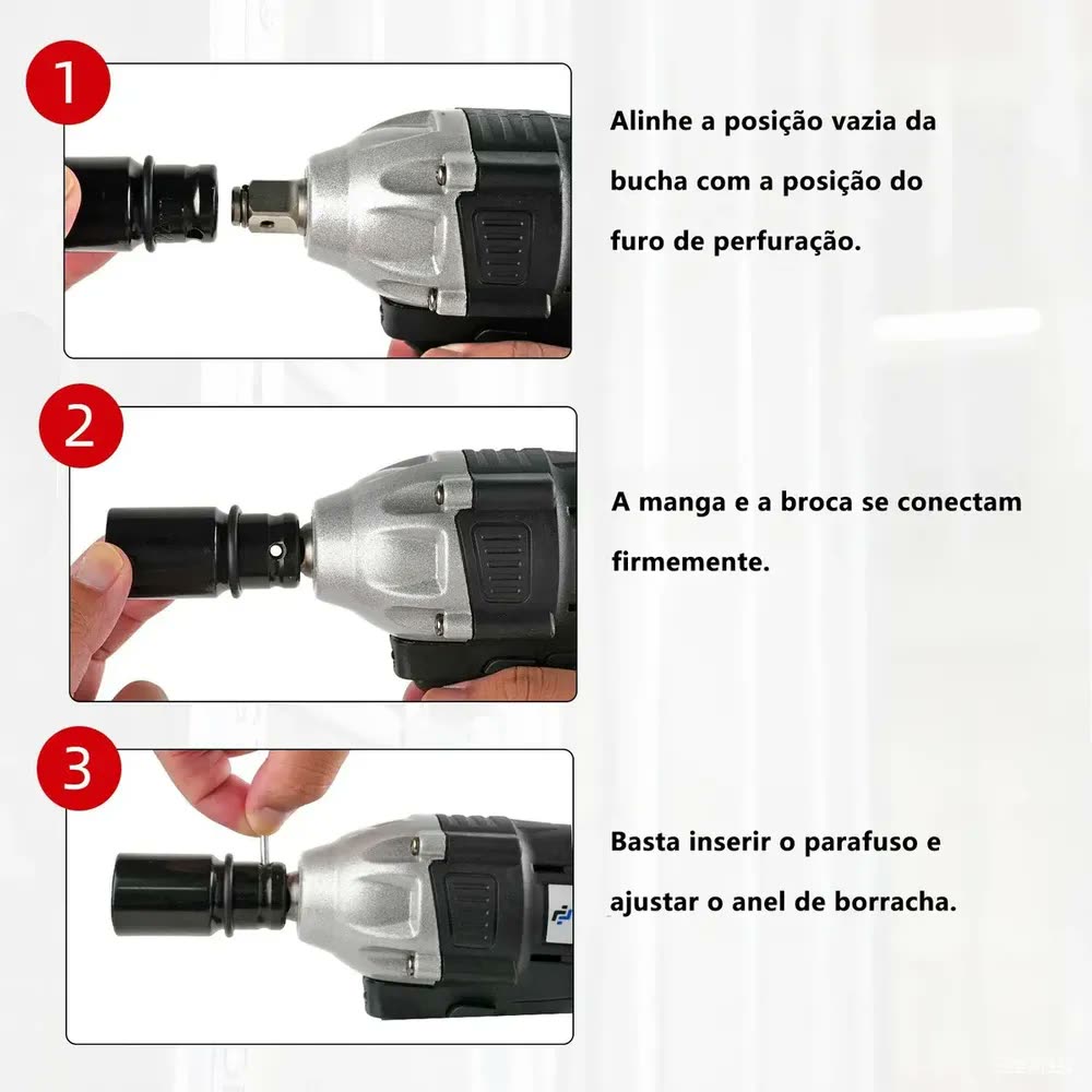 Kit Chave De Impacto 21v 320nm Brushless Sem Escova Parafusadeira Ferramentas 2 Bateria Eletrica Bivolt Com Acessorios Carregador Maleta Portatil