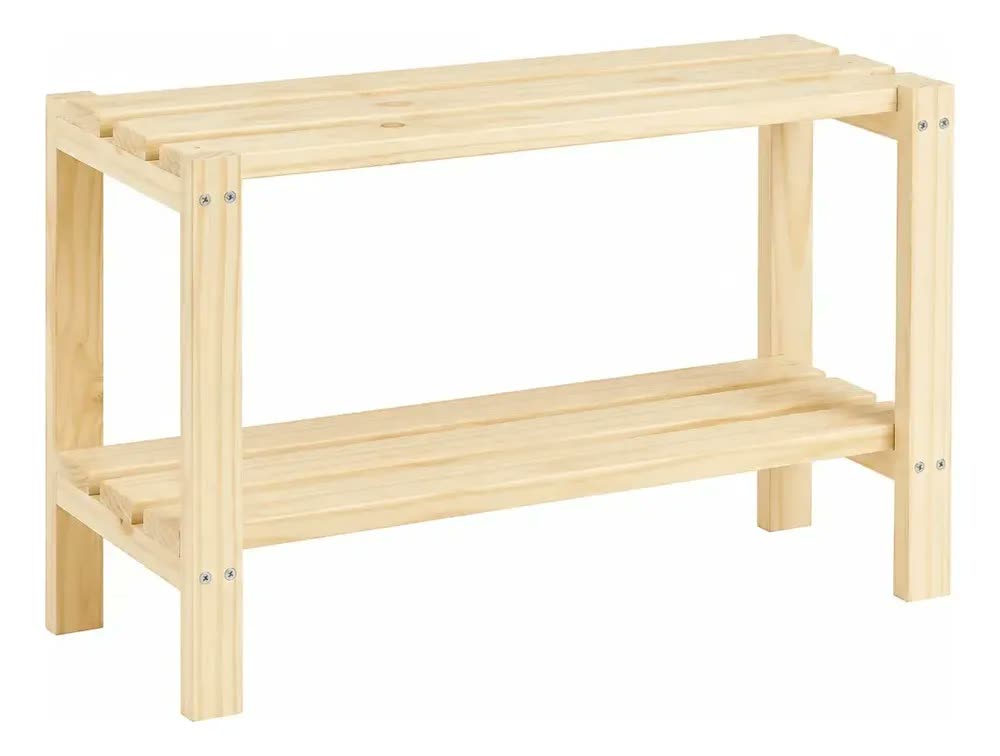 Sapateira De Pinus 2 Andares 6 Pares - Organize Seus Sapatos Bege