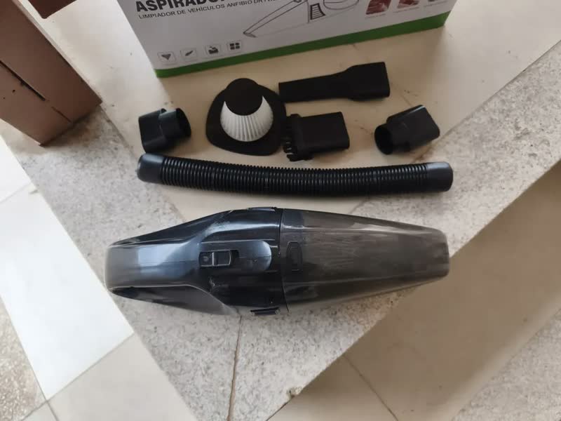 foto de Aspirador De Pó Portátil Carro Automotivo 120W 9000PA +2 Filtro + Bolsa + LED Sem Fio Aspirador Portátil de Pó Potente Recarregável Usb Com Acessórios Turbo 127/220V Profissional Inclui a lâmpada LED
