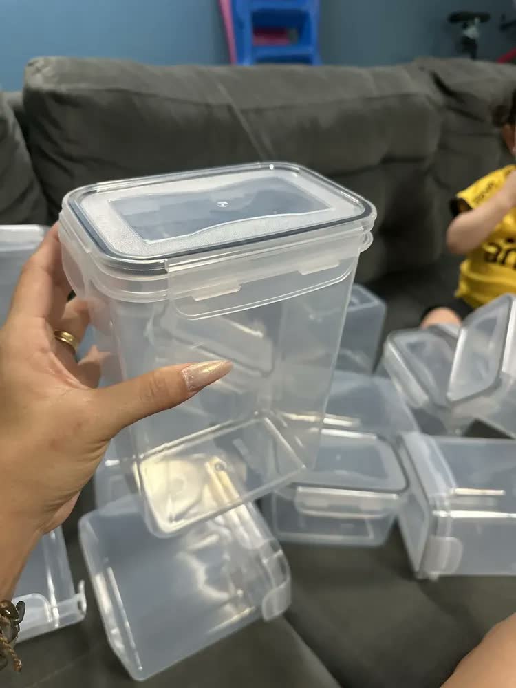 foto de Jogo 14 Potes Herméticos Organizador Mantimentos Cozinha Transparente Empilhável Com Trava De Vedação Total Armazenamento Prático Para Armário E Despensa