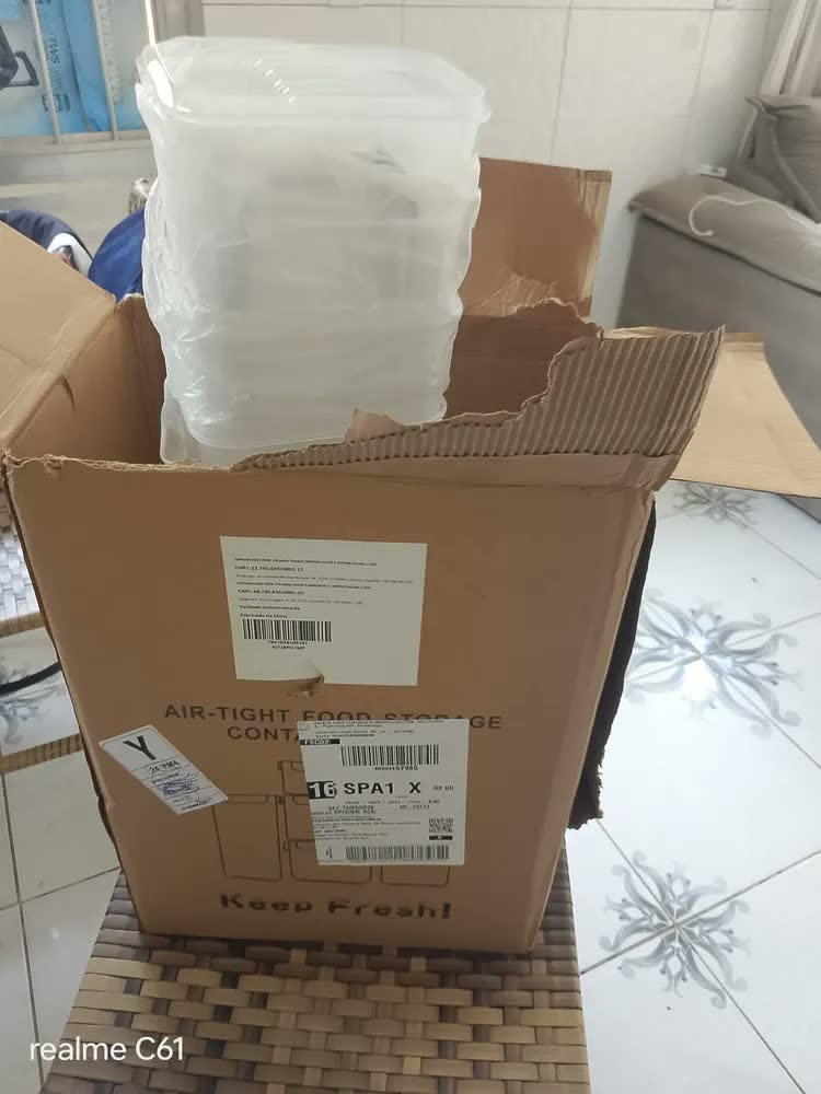 foto de Jogo 14 Potes Herméticos Organizador Mantimentos Cozinha Transparente Empilhável Com Trava De Vedação Total Armazenamento Prático Para Armário E Despensa