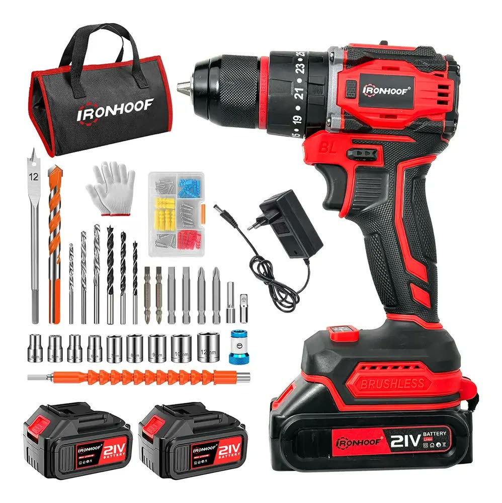 foto de Parafusadeira Furadeira De Impacto Sem Fio Bivolt 2 Baterias Vermelho 60