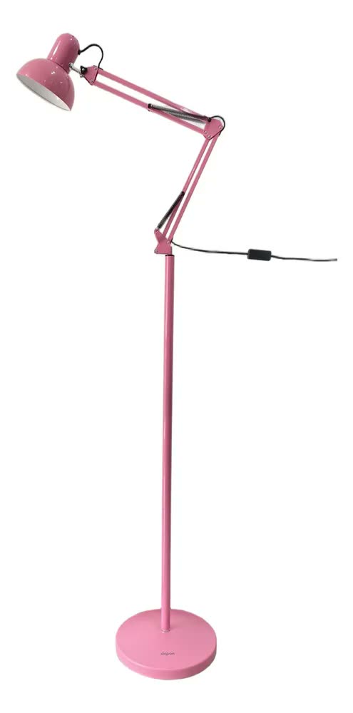 Luminária De Piso Dapon Flobk-eu Abajur Flexível Cúpula Rosa Estrutura Rosa
