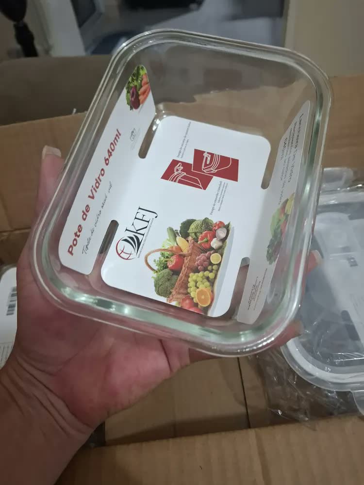 foto de Kit 6 Potes 640ml Vidro Borossilicato Hermético 4 Travas Marmita Forno Freezer