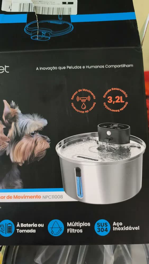 foto de Sensor Sem Fio Bebedouro Fonte Para Gato Cão Newpet 3.2l