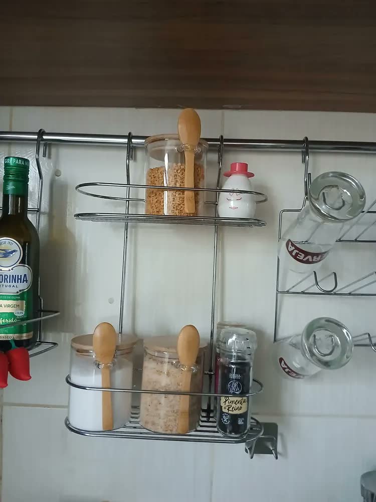 foto de Kit 3 Potes De Vidro 450ml Herméticos com Tampa e Colher de Bambu Para Mantimentos Alimentos Grãos Café Massas Cereais Cozinha Com Vedação Hermética Vidro Borossilicato Livre Bpa Transparente