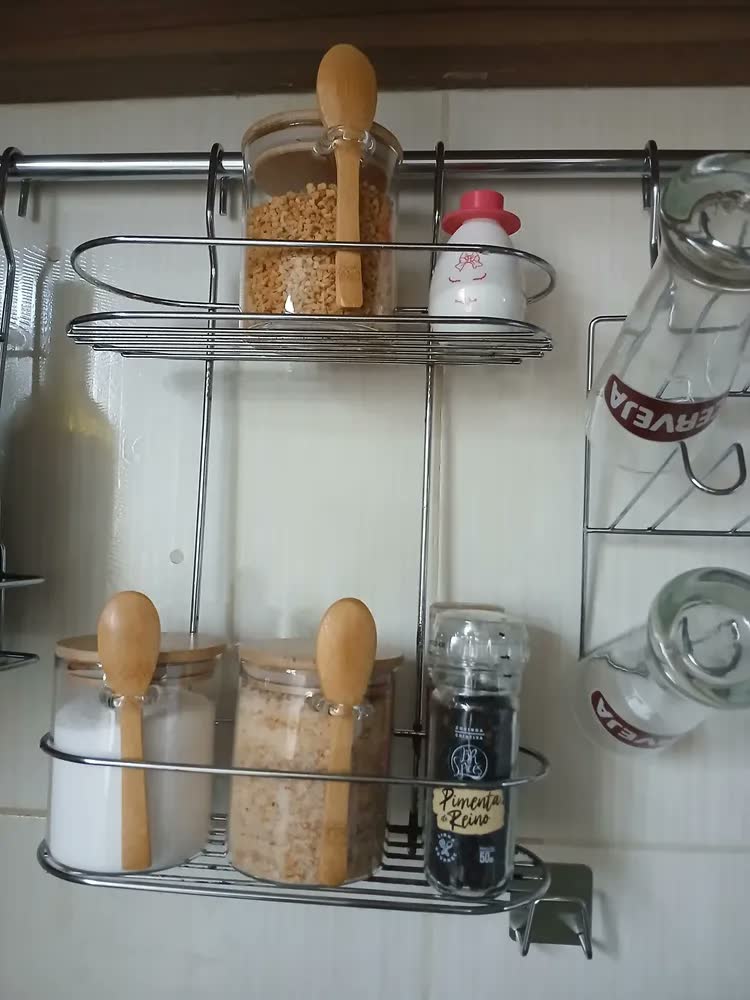 foto de Kit 3 Potes De Vidro 450ml Herméticos com Tampa e Colher de Bambu Para Mantimentos Alimentos Grãos Café Massas Cereais Cozinha Com Vedação Hermética Vidro Borossilicato Livre Bpa Transparente