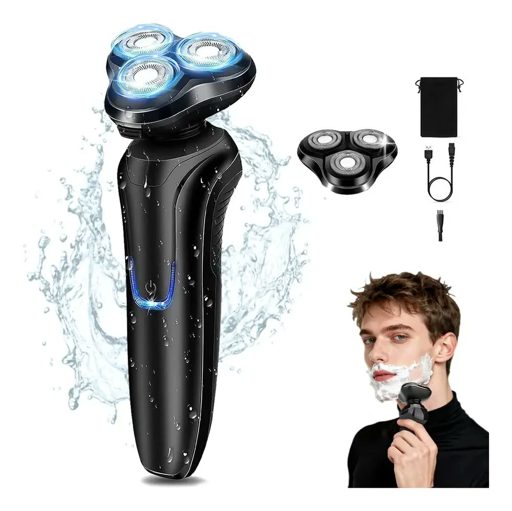 foto de Barbeador Elétrico Ipx7 À Prova D'água Recarregável Usb - Rotativo 4d Flutuante, Auto Afiável, Bivolt