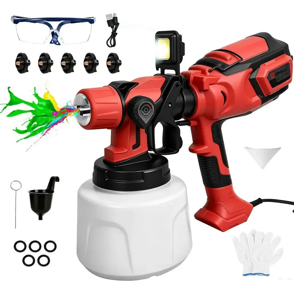 Pistola de pulverização elétrica para pintura pulverizador GM Bear PF159P127 do 1.4L cor vermelho e preto 850W