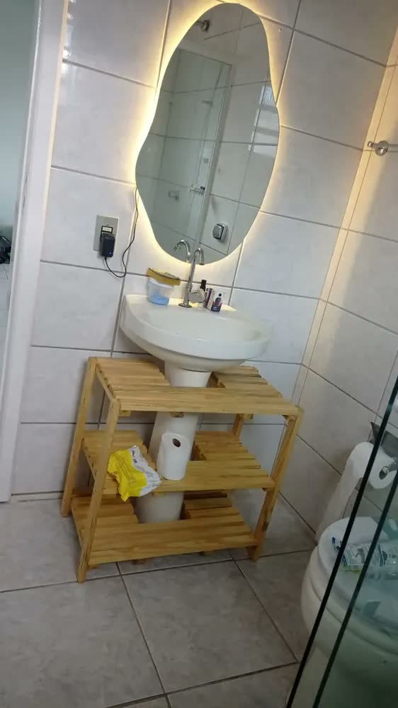 foto de Espelho Orgânico Ellena Led Quente Decorativo Banheiro E Sala De Parede Demoglass Led Quente - A 90 X L 50