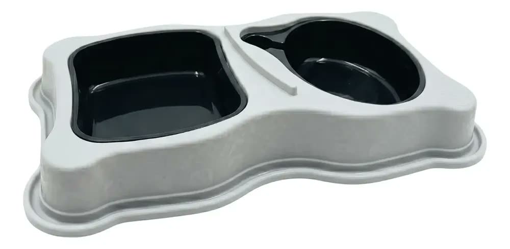 Kit Comedouro Bebedouro Pet Cachorros Gatos Grande 750/550ml Cor Preto