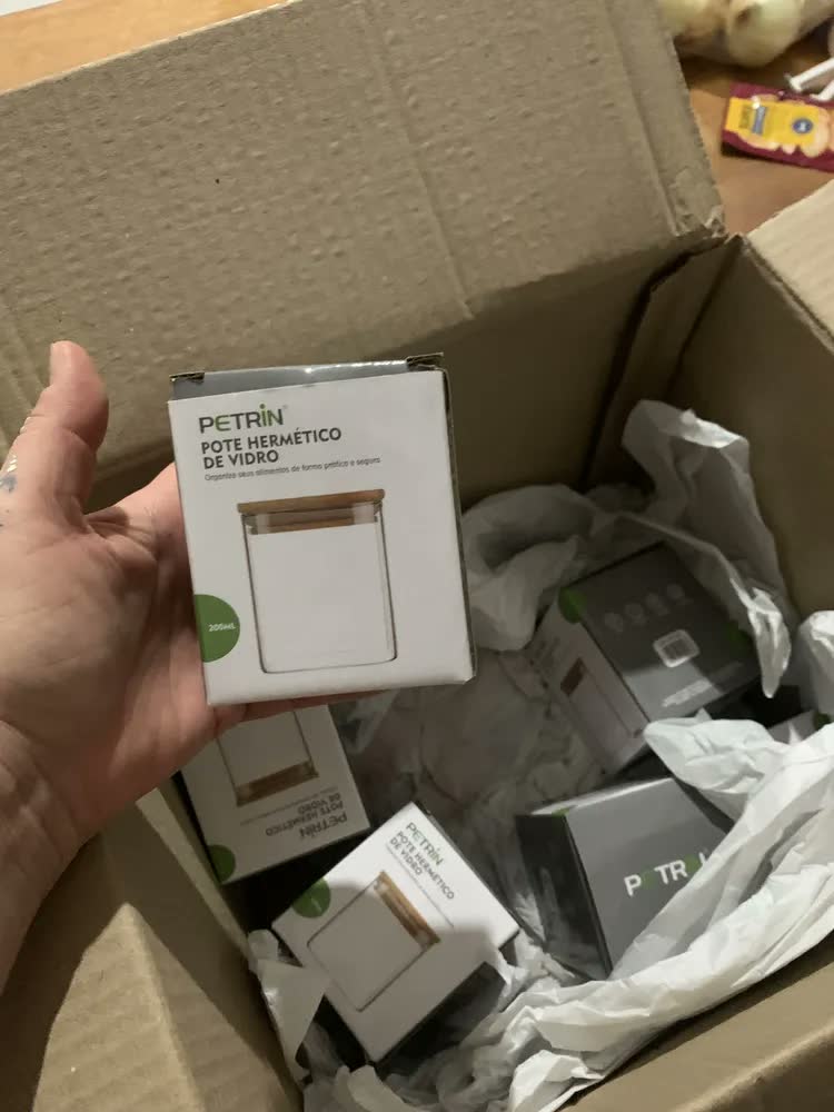 foto de Kit Com 6 Potes 200ml Porta Temperos Condimentos Mantimentos Tampa Bambu Vedação Hermética Vidro Borossilicato Premium Resistente Cozinha Bravli