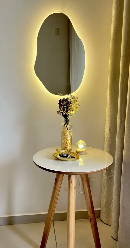 foto de Espelho Decorativo Orgânico Led Quente De Parede Corpo Inteiro Madri Demoglass Led Quente - A 60 X L 40
