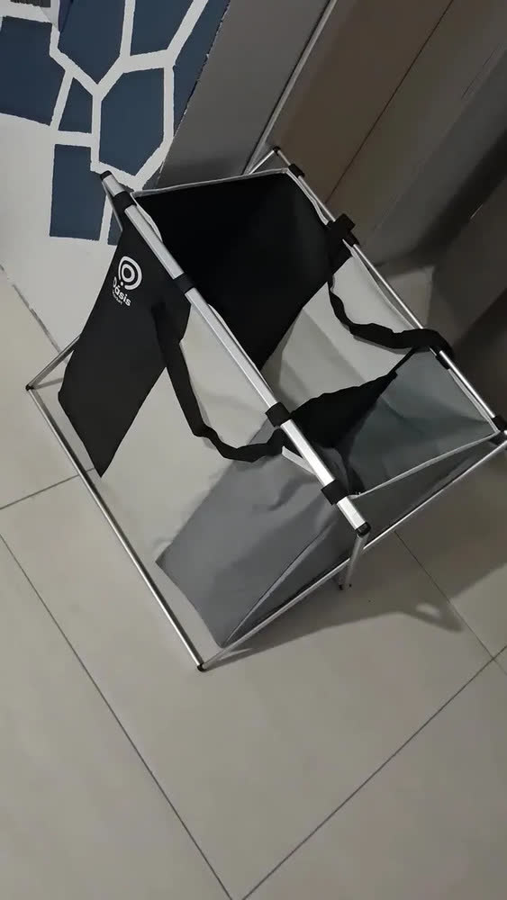 foto de Cesto de Roupa Suja 3 em 1 Dobrável, Retangular com Listras