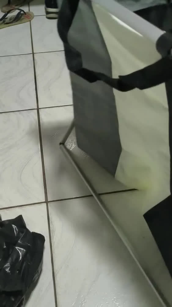 foto de Cesto de Roupa Suja 3 em 1 Dobrável, Retangular com Listras