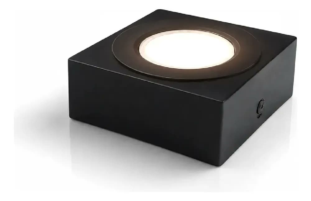 Kit 3 Spot Beiral de Sobrepor Com Led Incluso De Teto 3000k Branco Quente Bivolt Quadrado Preto Cod: Alut000670-3 Alut By Avant