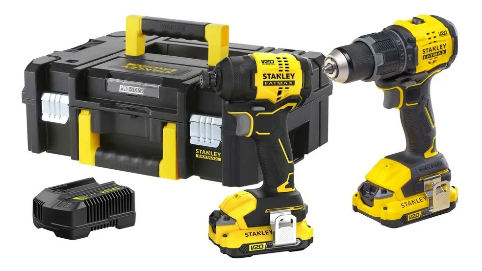 Combo Furadeira Parafusadeira De Impacto 20v Sbd - Stanley Amarelo/preto