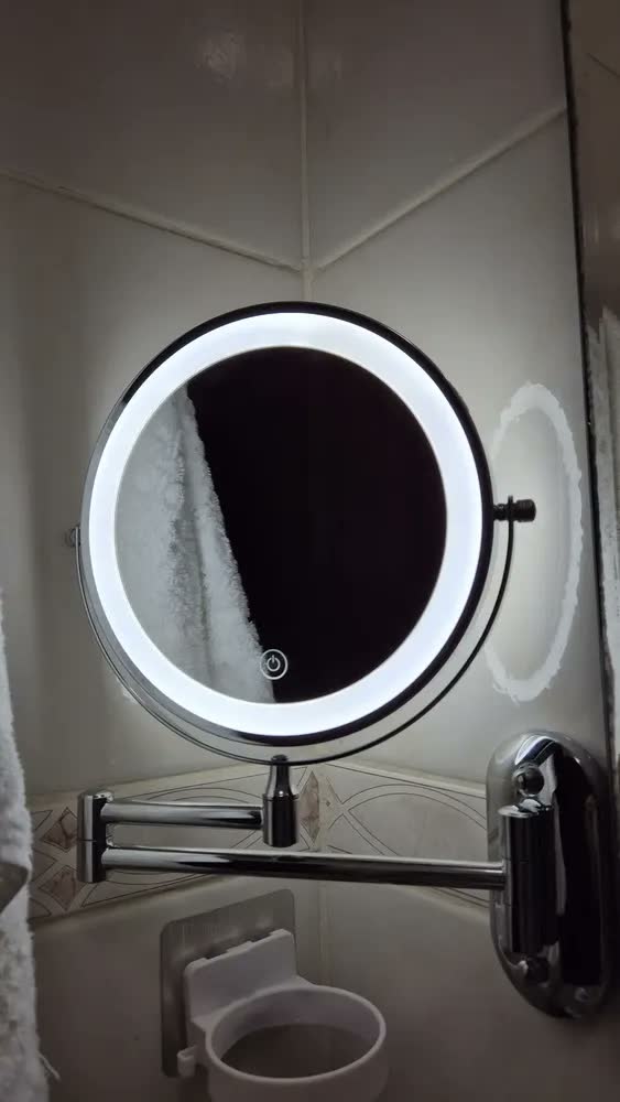 foto de Harpytools Espelho De Maquiagem Led Para Parede Rotação 360° Aumento10x