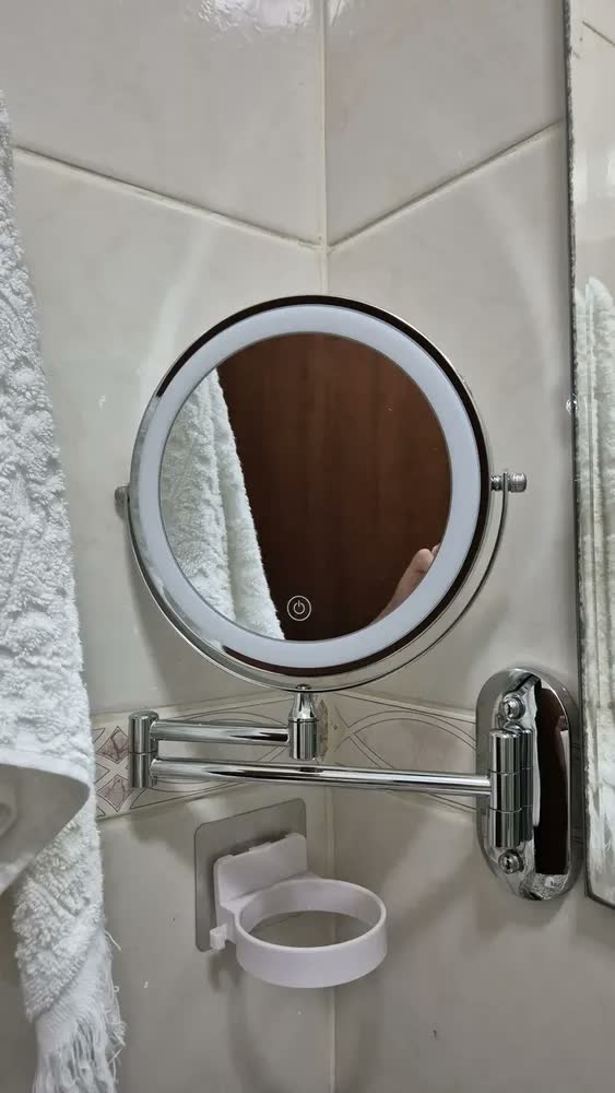 foto de Harpytools Espelho De Maquiagem Led Para Parede Rotação 360° Aumento10x