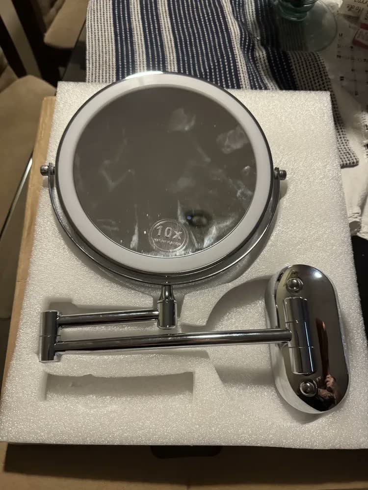 foto de Harpytools Espelho De Maquiagem Led Para Parede Rotação 360° Aumento10x