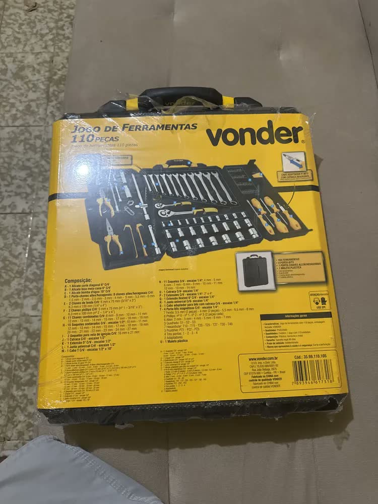 foto de Kit De Ferramentas Combinadas Vonder 3599110105 Do 110 Peças - Preto