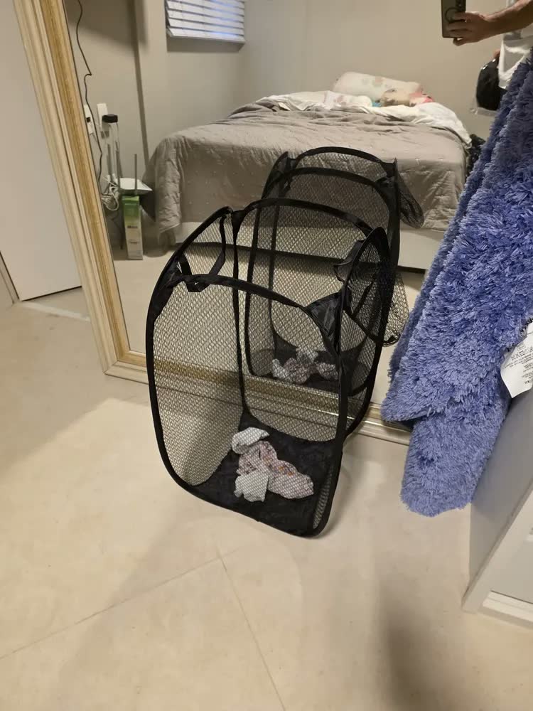 foto de Cesto Organizador De Roupa Suja Dobrável Desmontável Grande 40x40x70 Organizador Nylon Com Alças Flexível Lavanderia Quarto Banheiro Brinquedos Toalhas Organização Apartamento Fácil Funcional
