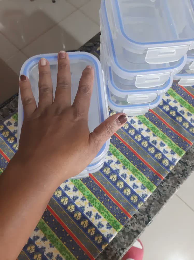 foto de Kit 10 Pote De Vidro Marmita Hermético 640ml Freezer Fitness Thermex