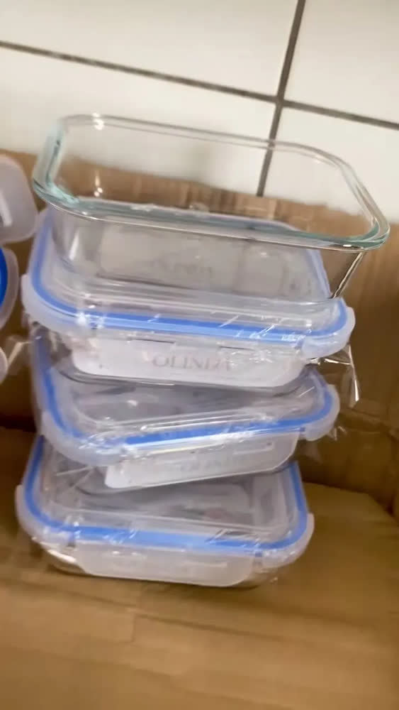 foto de Kit 10 Pote De Vidro Marmita Hermético 640ml Freezer Fitness Vitrex