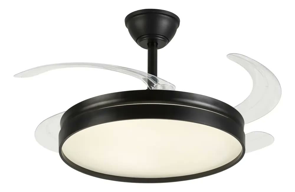 Ventilador De Teto Retrátil Com Luz Led Controle Silencioso 1.06 M 50 Hz/60 Hz Preto Transparente Pc 4