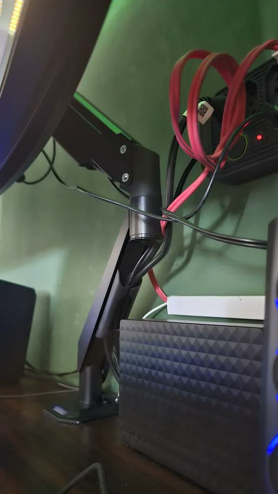 foto de Suporte Monitor Pistão A Gás Ergonômico Braço Articulado Preto