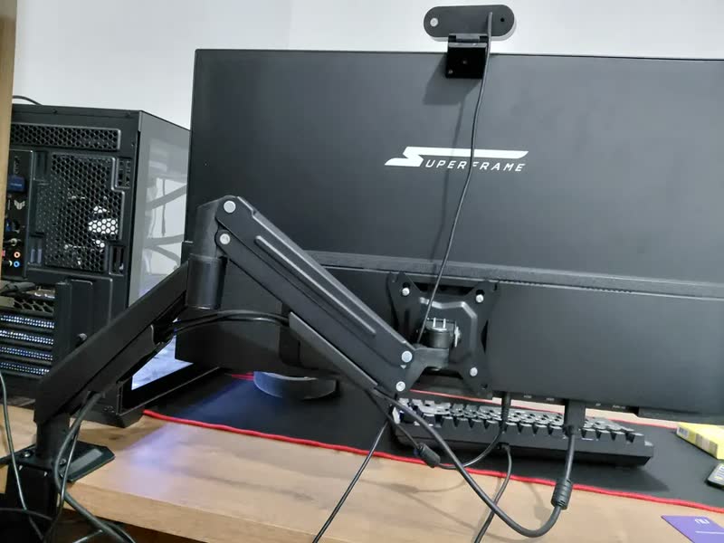 foto de Suporte Monitor Pistão A Gás Ergonômico Braço Articulado Preto