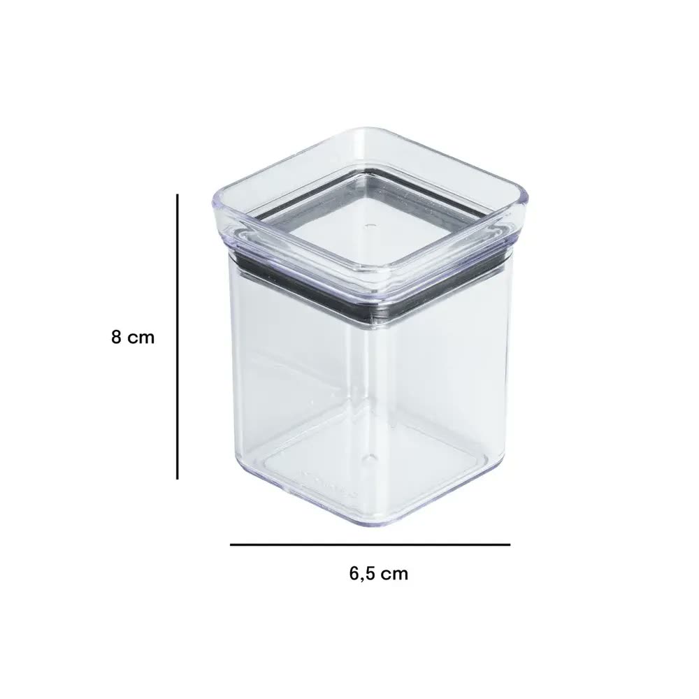 foto de Kit 6 Potes Herméticos Lumini 180ml Paramount Com Tampa Potes Plásticos Transparentes Para Temperos, Especiarias E Condimentos, Organização De Cozinha, Empilháveis Armário E Geladeira