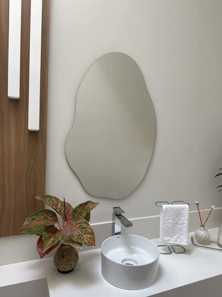 foto de Espelho Orgânico Grande 90x60 Pinterest Decorativo Moldura Com Suporte Horizontal