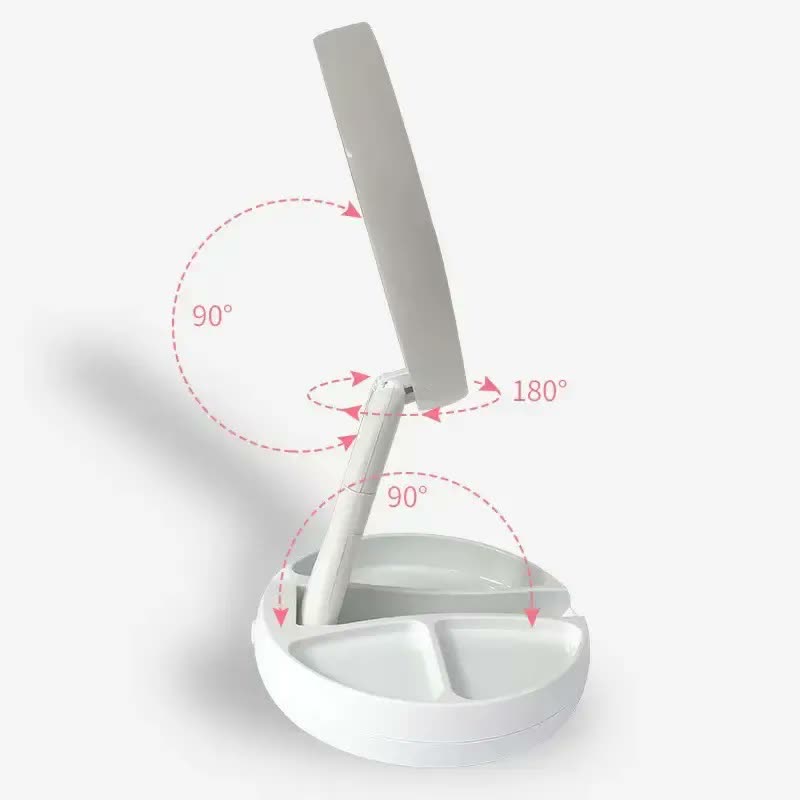 foto de Espelho Led Maquiagem Dobravel Dupla Face Aumento 10x Usb Branco
