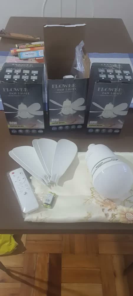 foto de Lâmpada Led Ventilador De Teto 6 Pás E27 60w Bivolt Silencio 42 Cm 50 Hz/60 Hz Branco Plástico 6