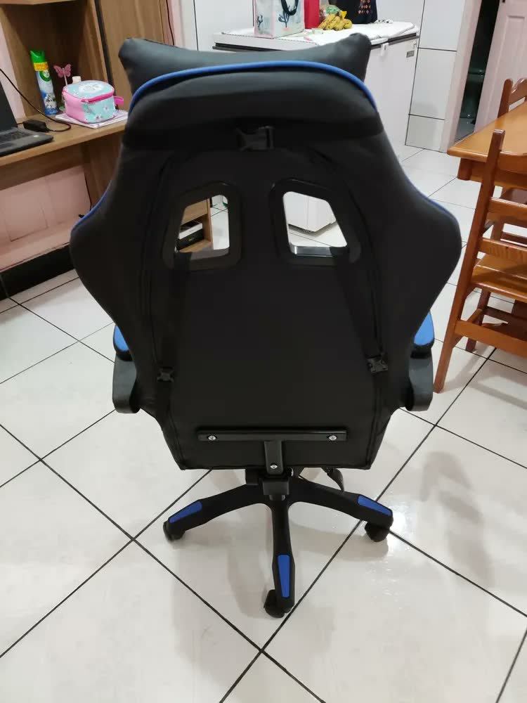 foto de Cadeira De Escritório Gamer Nsx Ergonômica Estofado Couro Sintético Reclinável Altura Ajustável Apoio Para Pés Cor Preta